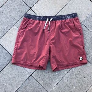Vuori Men's Athletic Shorts in Red and Gray